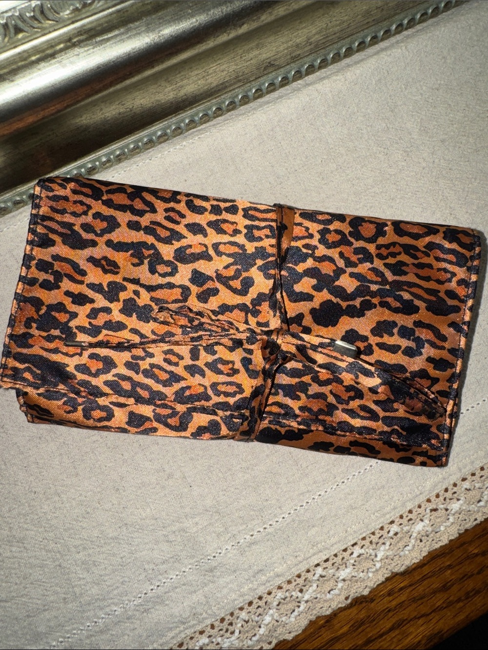 Leopard Jewelry Travel Roll Case Bag